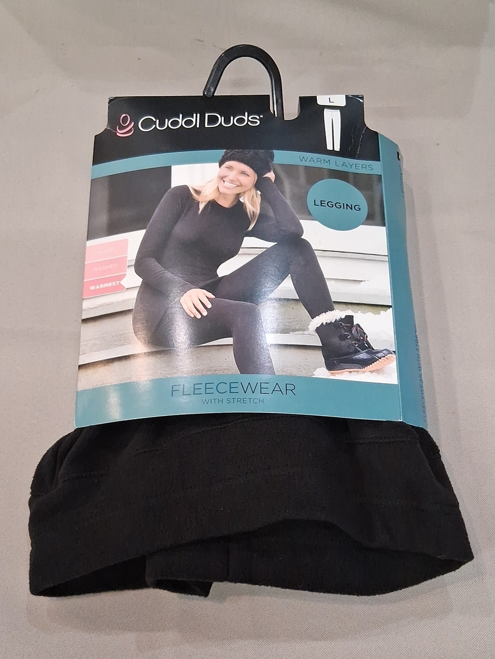 Cuddl Duds Black Fleece-Lined Leggings - Womens Warm Layer Blavk L